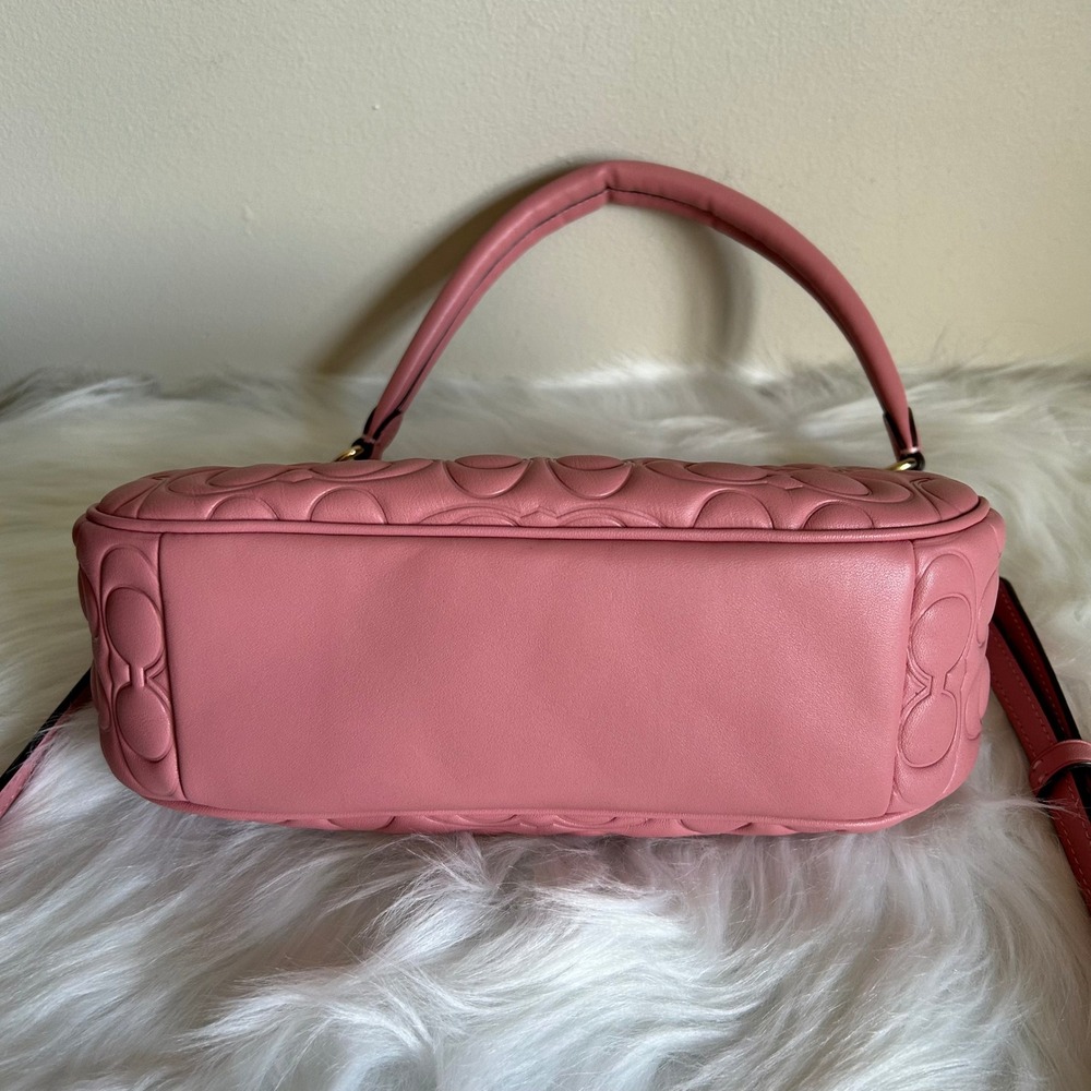 Coach Teri Pink Signature Leather Shoulder Bag Excellent - Picture 4 of 9